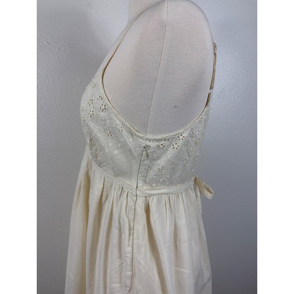 NWT Forever 21 Cottagecore Eyelet Lace Babydoll Dress Cream Cotton Size L - Picture 8 of 16